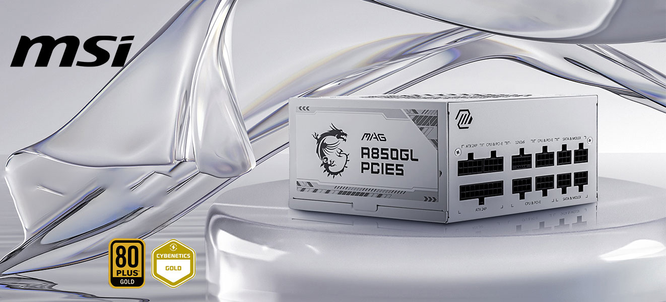 MSI - MAG A850GL PCIE5 WHITE, 80+ GOLD Fully Modular Gaming